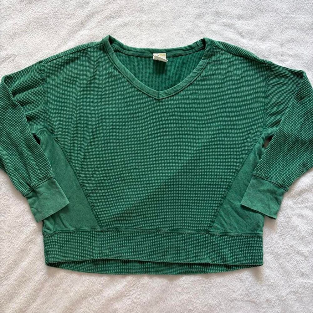 Offline by Aerie Waffle Knit Long Sleeve Women's S Fall Loungewear Cozy Green